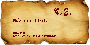 Móger Etele névjegykártya